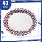 40pcs Gingham Oval Paper Plates 10" X 12" Large Patriotic Paper Plates Heavy Duty Red Blue White Disposable Dinnerware Set for 4th of July Independence Day Decorations Veterans Day Election Day